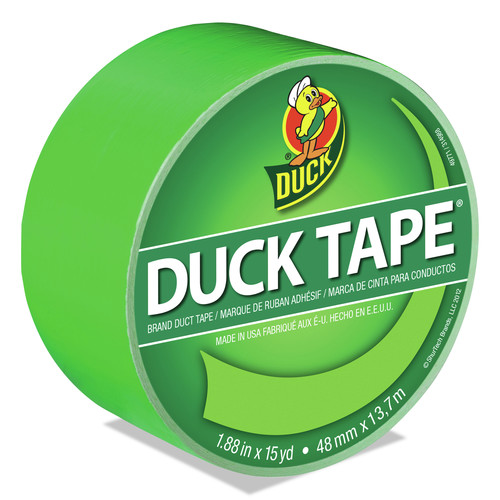 Packing Tapes | Duck 1265018 1.88 in. x 15 yards 3 in. Core Colored Duct Tape - Neon Green (1-Roll) image number 0