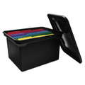 Office Jansan | Advantus 34052 14.25 in. x 18 in. x 10.88 in. Letter/Legal File Tote with Lid - Black image number 2