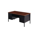 Office Desks & Workstations | Alera 25954 60 in. x 30 in. x 29.5 in. Double Pedestal Steel Desk - Mocha/Black/Black Legs image number 1