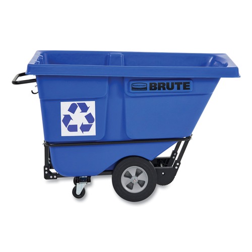 Trash & Waste Bins | Rubbermaid Commercial 2089826 BRUTE 1,250 lb Capacity 1 cu. Yd. Plastic/Steel Frame Rotomolded Recycling Tilt Truck - Blue image number 0