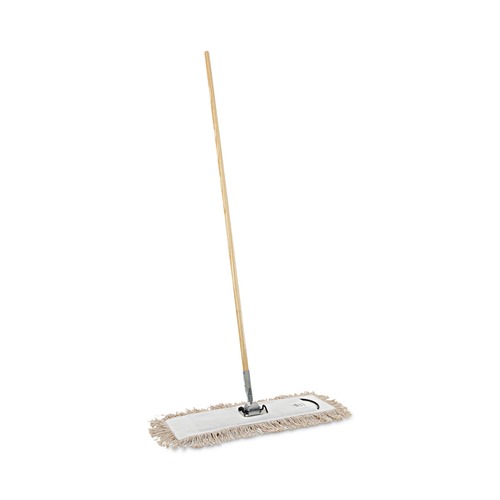 Mops | Boardwalk BWKM245C 24 in. x 5 in. Cotton Head 60 in. Wood Handle Cotton Dry Mopping Kit - Natural (1-Kit) image number 0