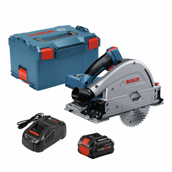 Bosch GKT18V-20GCL14 PROFACTOR 18V Cordless 5-1/2 In. Track Saw Kit with BiTurbo Brushless Technology and Plunge Action Kit with (1) 8 Ah Battery