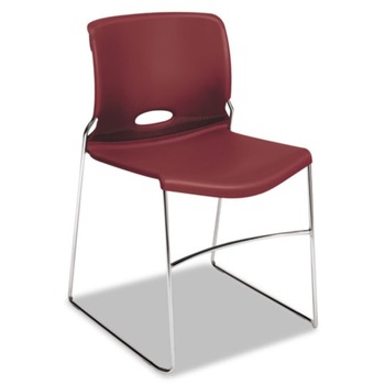 HON Olson Supports Up to 300 lbs., Stacker High Density Chair - Mulberry Seat/Back/Chrome Base (4 Chairs/Carton)