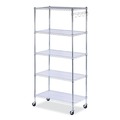 Storage Sale | Alera SW653618SR 18 in. x 36 in. x 72 in. Five-Shelf Wire Shelving Kit with Casters and Shelf Liners - Silver image number 0