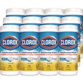 Disinfectants | Clorox 01594 7 in. x 8 in. 1-Ply Disinfecting Wipes - Crisp Lemon, White (35/Canister, 12 Canisters/Carton) image number 0