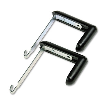 Quartet Adjustable Cubicle Hangers for 1.5 in. - 3 in. Thick Partition Walls - Aluminum/Black (2/Set)