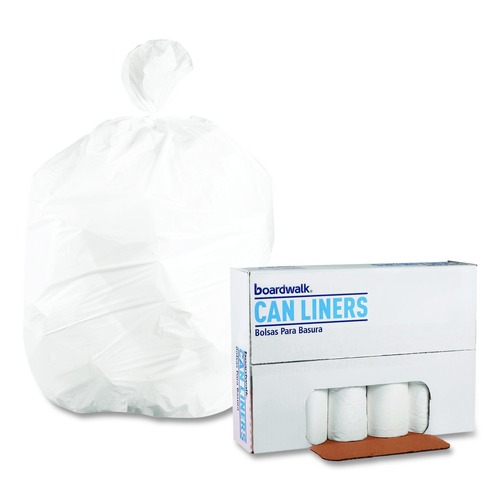Cleaning & Janitorial Supplies | Boardwalk H7658HWKR01 38 in. x 58 in. 60 gal. Low-Density Waste Can Liners - White (100/Carton) image number 0
