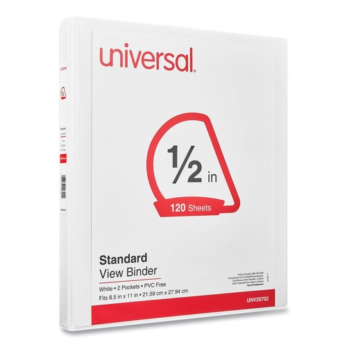 Office Jansan | Universal UNV20702 0.5 in. Capacity 11 in. x 8.5 in. 3 Slant D-Rings View Binder - White image number 0