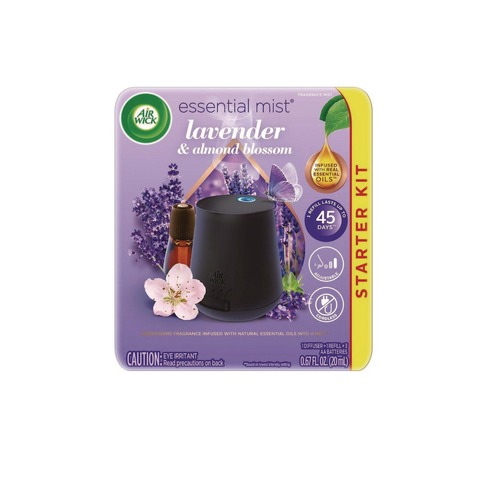 Odor Control | Air Wick 62338-02034 0.67 oz. Essential Mist Starter Kit - Lavender and Almond Blossom (4/Carton) image number 0