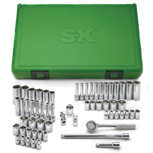 Socket Sets | SK Hand Tool 91860 60-Piece 1/4 in. Drive 6-Point SAE/Metric Standard/Deep Socket Set with Pro Ratchet & Universal Joint image number 0