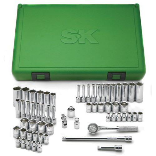  | SK Hand Tool 91860 60-Piece 1/4 in. Drive 6-Point SAE/Metric Standard/Deep Socket Set with Pro Ratchet & Universal Joint image number 0
