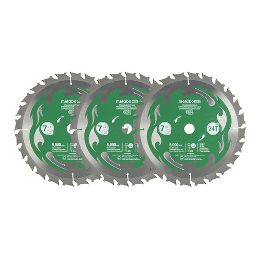 Circular Saw Accessories | Metabo HPT 115430M 7-1/4 in. 24-Tooth Framing/Ripping VPR Blade (3-Pack) image number 0