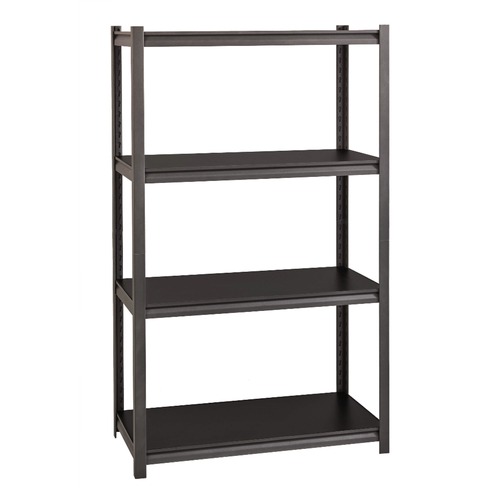 Office Filing Cabinets & Shelves | Alera 26112 36 in. x 18 in. x 60 in. 4-Shelf Steel Shelving Unit with Laminate Shelves - Black/Gun Metal Gray image number 0