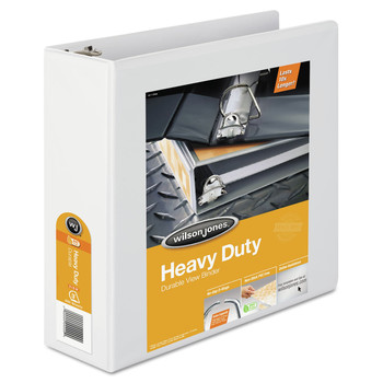 Wilson Jones W385-49WPP1 Heavy-Duty 3 Ring 3 in. Capacity 11 in. x 8.5 in. D-Ring View Binder with Extra-Durable Hinge - White