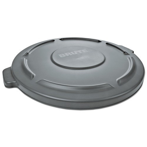 Trash & Waste Bins | Rubbermaid Commercial FG265400GRAY Round Flat Top Lid, For 55-Gallon Round Brute Containers, 26 3/4-in, Dia., Gray image number 0