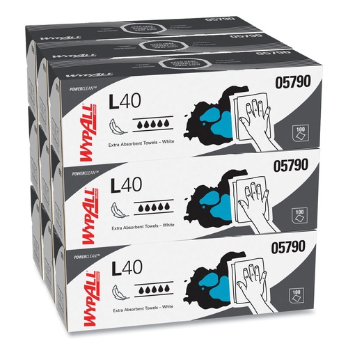 Paper Towels and Napkins | WypAll 5790 16-2/5 in. x 9-4/5 in. POP-UP Boxes L40 Towels - White (9 Boxes/Carton, 100 Sheets/Box) image number 0