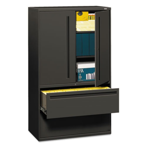  | HON H795LS.L.S Brigade 700 Series 42 in. x 18 in. x 64.25 in. Three-Shelf Enclosed Storage with Two File Drawers - Charcoal image number 0