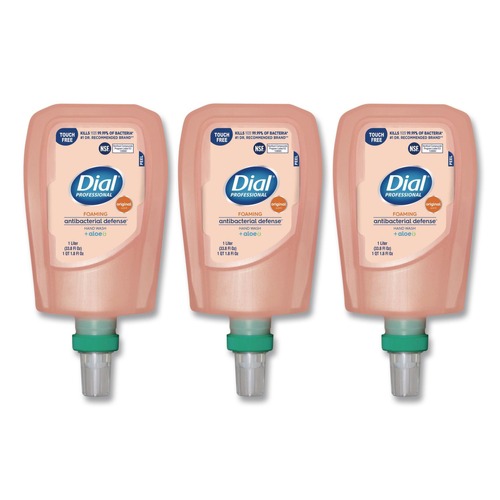 Labor Day Sale! Save $30 off $199! | Dial Professional 17000 16674 1 Liter Antibacterial Foaming Hand Wash Refill for FIT Touch Free Dispenser - Original (3/Carton) image number 0