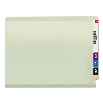 Smead 2 in. Expansion Extra-Heavy Recycled Pressboard End Tab Folders - Letter Size/Gray-Green (25/Box)
