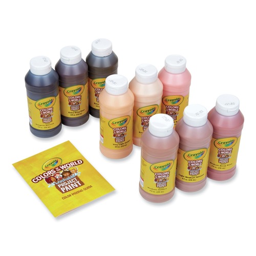 Acrylic & Tempera Paint | Crayola 54-2314 8 oz. Bottles Colors of the World Washable Paint - 9 Assorted Colors image number 0