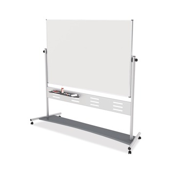 MasterVision 70.8 in. x 47.2 in. Board 80 in. Tall Aluminum Frame Horizontal Orientation Revolver Easel - White/Silver