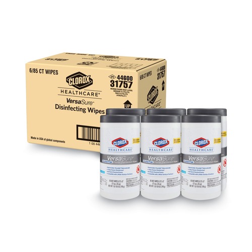 Cleaning Cloths | Clorox Healthcare 31757 6.75 in. x 8 in. 1-Ply VersaSure Cleaner Disinfectant Wipes - Fragranced White (6/Carton) image number 0