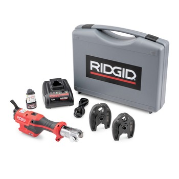PLUMBING AND DRAIN CLEANING | Ridgid 72553 RP 115 Lithium-Ion Cordless Mini Press Tool with ProPress Jaws and Battery Kit (2.5 Ah)