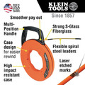 Material Handling | Klein Tools 56351 3/16 in. x 100 ft. Fiberglass Fish Tape with Spiral Steel Leader image number 1
