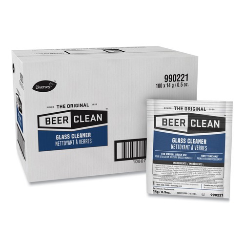 Diversey Care 990221 Beer Clean Glass Cleaner, Powder, .5oz Packet (100/Carton) image number 0