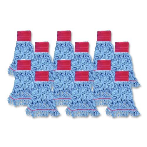 Mops | Boardwalk BWK1800LBDZ Pro Loop Web/Tailband Mop Head - Large, Blue (1-Dozen) image number 0