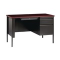 Office Desks & Workstations | Alera 25964 45 in. x 24 in. x 29.5 in. Single Pedestal Steel Desk - Mahogany/Charcoal/Charcoal Legs image number 1