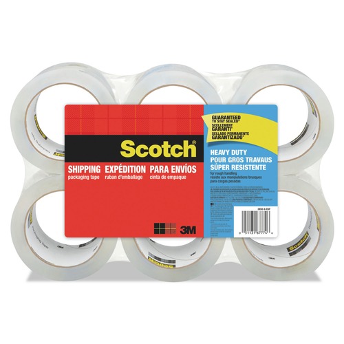 Office Jansan | Scotch 3850-6-EF 1.88 in. x 54.6 Yards 3850 Heavy-Duty 3 in. Core Packaging Tape - Clear (6/Pack) image number 0