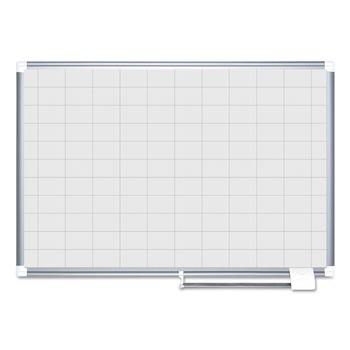 MasterVision 48 in. x 36 in. 2 in. x 3 in. Cells Gridded Magnetic Steel Dry Erase Project Planning Board - White Surface/Satin Aluminum Frame