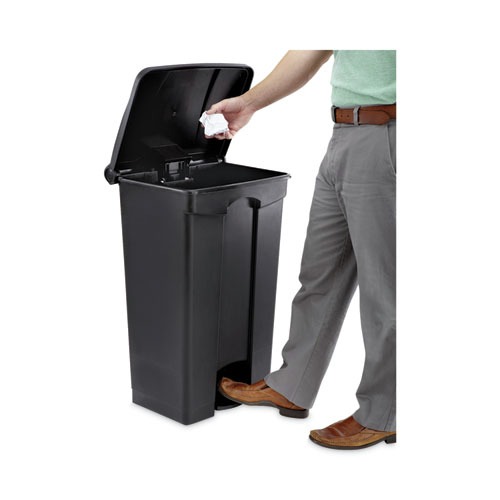 Trash & Waste Bins | Safco 9923BL 23 Gallon Large Capacity Plastic Step-On Receptacle - Black image number 0