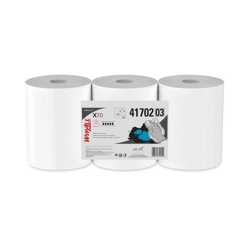  | WypAll 41702 X70 9.8 in. x 12.2 in. Center-Pull Cloths - White (275/Roll, 3 Rolls/Carton) image number 0