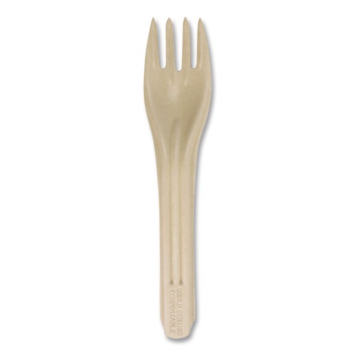Cutlery | World Centric FO-NT-6 NoTree Paper Fork Light Mediumweight Cutlery - Natural (1000/Carton) image number 0