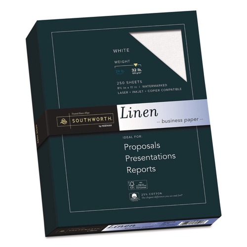 Office Jansan | Southworth J558C 32 lbs. Bond Weight 8.5 in. x 11 in. 25% Cotton Linen Business Paper - White (250/Box) image number 0