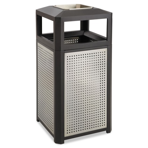 Trash Cans | Safco 9935BL Evos Series Steel 38 Gallon Ashtray-Top Waste Container - Black image number 0