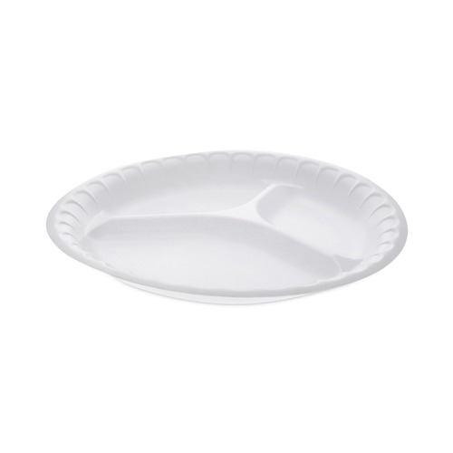  | Pactiv Corp. 0TH10044000Y Placesetter Satin Non-Laminated 3-Compartment 10.25 in. Plates - White (540/Carton) image number 0