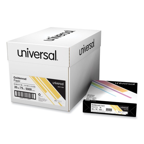  | Universal UNV11205 8.5 in. x 11 in. 20-lb. Deluxe Colored Paper - Goldenrod (500/Ream) image number 0