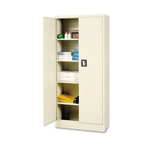 Office Filing Cabinets & Shelves | Alera CM6615PY Space Saver 4 Shelf 30 in. x 15 in. x 66 in. Storage Cabinet - Putty image number 0