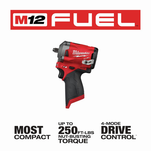 Milwaukee 2554 20 M12 Fuel Compact Lithium Ion 3 8 In Cordless Stubby Impact Wrench Tool Only Cpo Outlets