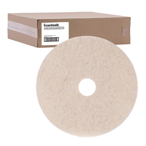Cleaning Cloths | Boardwalk BWK4019NHE 19 in. Diameter Natural Hog Hair Burnishing Floor Pads - Beige (5/Carton) image number 0