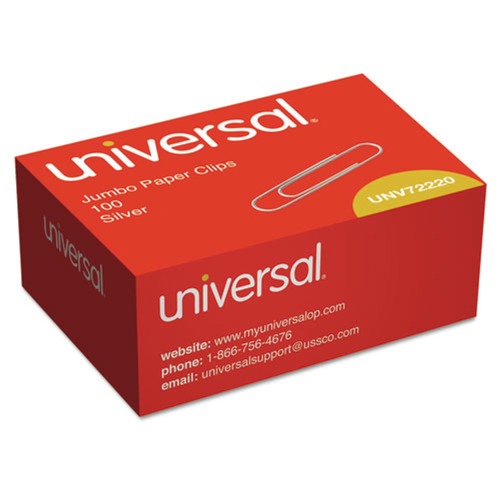 Mothers Day Sale! Save an Extra 10% off your order | Universal A7072220 Smooth Paper Clips - Jumbo, Silver (100/Box) image number 0