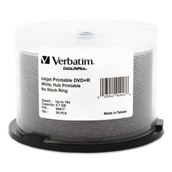 Verbatim 4.7 GB 16x DVD R Recordable Disc - White (50/Pack)