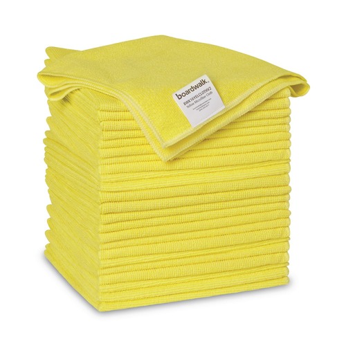 Cleaning Cloths | Boardwalk 2164039 16 in. x 16 in. Microfiber Cleaning Cloths - Yellow (24/Pack) image number 0