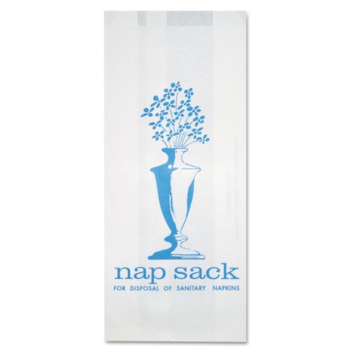  | Bagcraft 300314 Nap Sack 4 in. x 9 in. Sanitary Disposal Bags - White (1000/Carton) image number 0