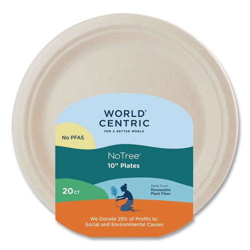 Bowls and Plates | World Centric PLRT-SC-U10 10 in. Diameter Fiber Plates - Natural (20/Pack) image number 0