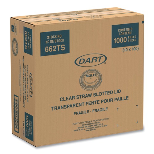 Just Launched | Dart 662TS Straw-Slot Cold Cup Lids, 9oz-20oz Cups, Clear (100/Sleeve, 10 Sleeves/Carton) image number 0