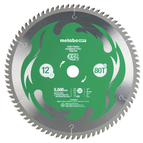 Circular Saw Accessories | Metabo HPT 115436M 12 in. 80-Tooth Fine Finish VPR Blade image number 0